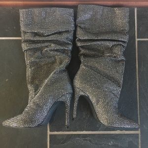 Jessica Simpson Sparkle Tall Boots (Silver) SZ 7
